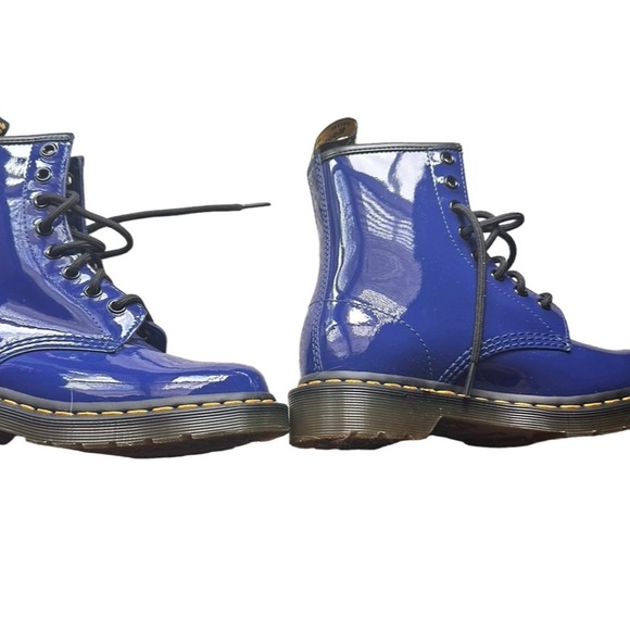 Blue Patent Leather Women's Boots - Picture 2 of 11